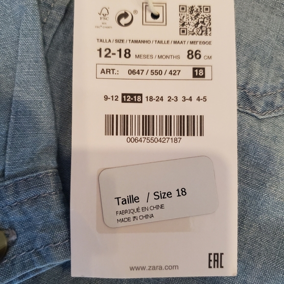 Nwt Zara denim button up - Picture 4 of 4